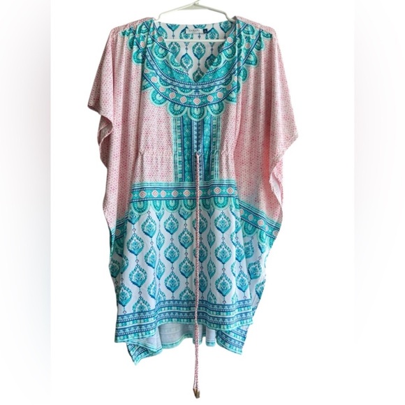 CABANA LIFE Front Waist Tie Printed Cover Up Dress Size XS - Picture 3 of 12